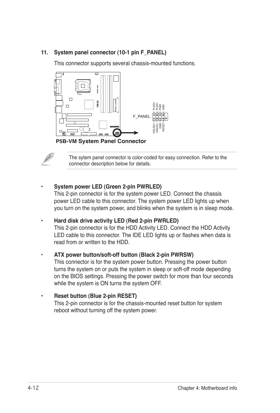 System panel connector | Asus Desktop Barebone Pundit P3-PH5 User Manual | Page 60 / 100