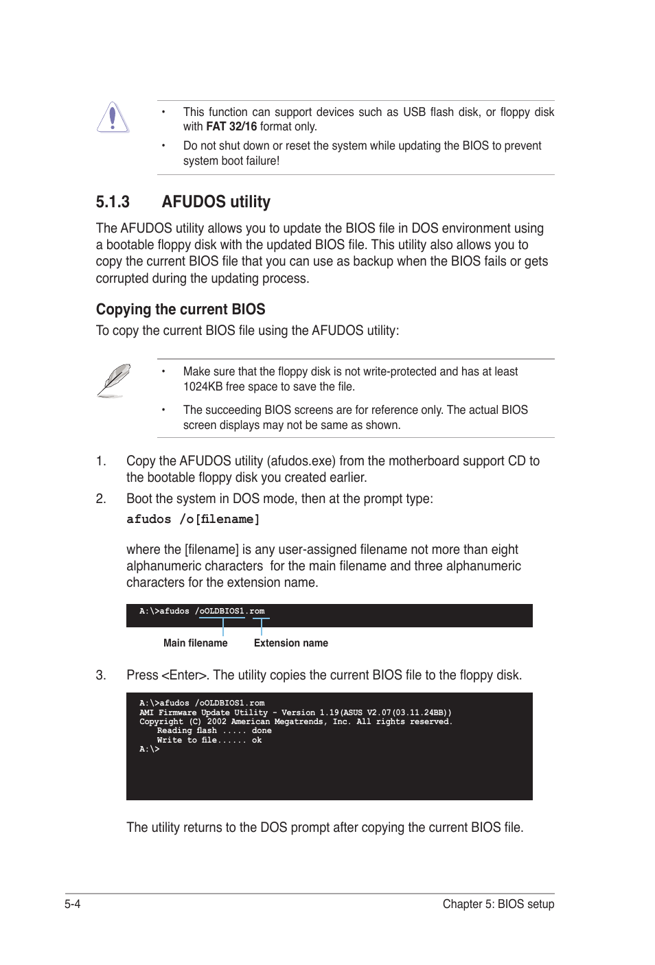 3 afudos utility, Copying the current bios | Asus Desktop Barebone Pundit P3-PH5 User Manual | Page 64 / 100