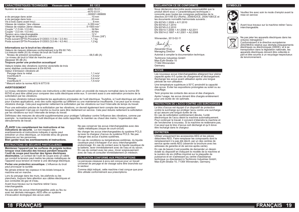 Français | AEG BS 12C User Manual | Page 10 / 35