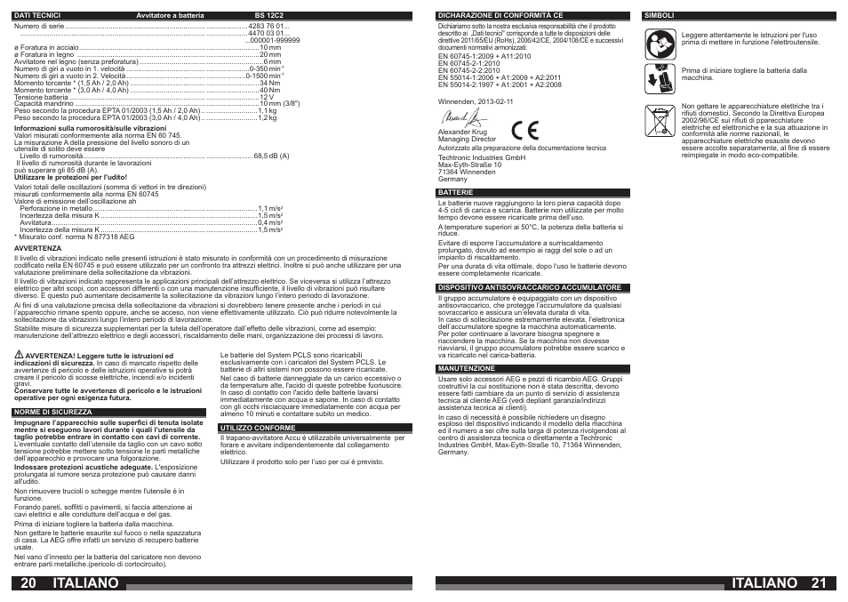 Italiano | AEG BS 12C User Manual | Page 11 / 35