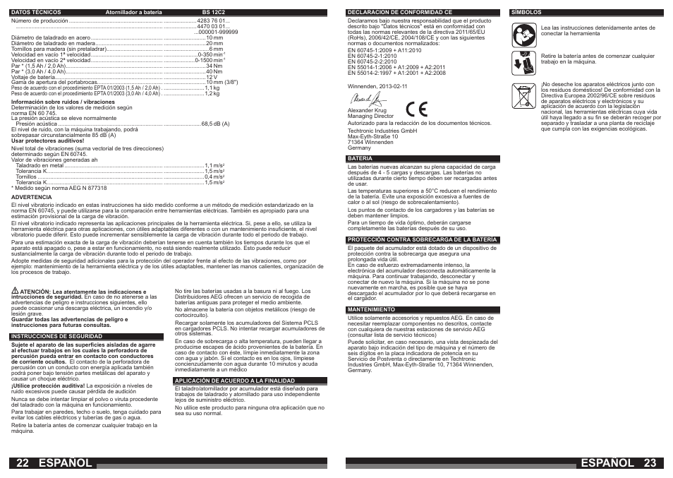 Español | AEG BS 12C User Manual | Page 12 / 35