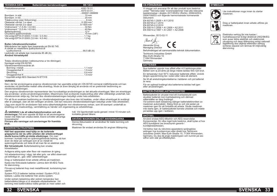 Svenska | AEG BS 12C User Manual | Page 17 / 35