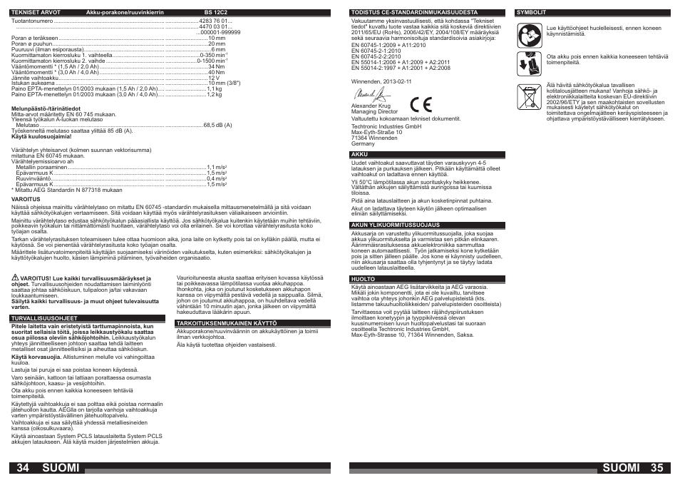 Suomi | AEG BS 12C User Manual | Page 18 / 35