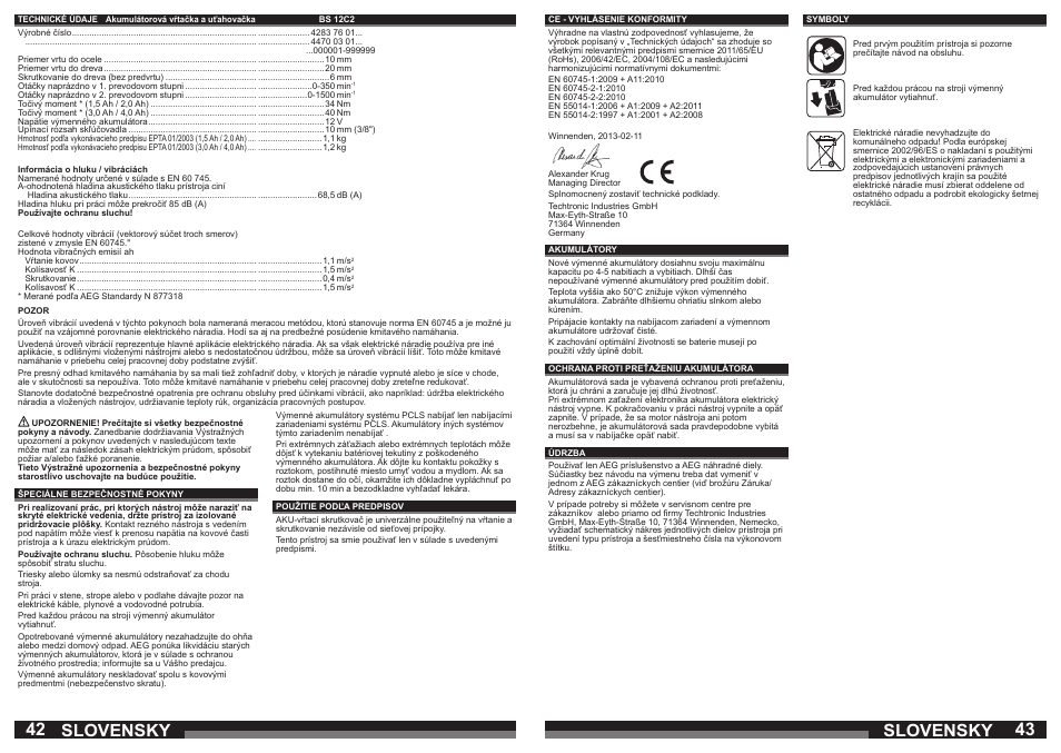 Slovensky | AEG BS 12C User Manual | Page 22 / 35