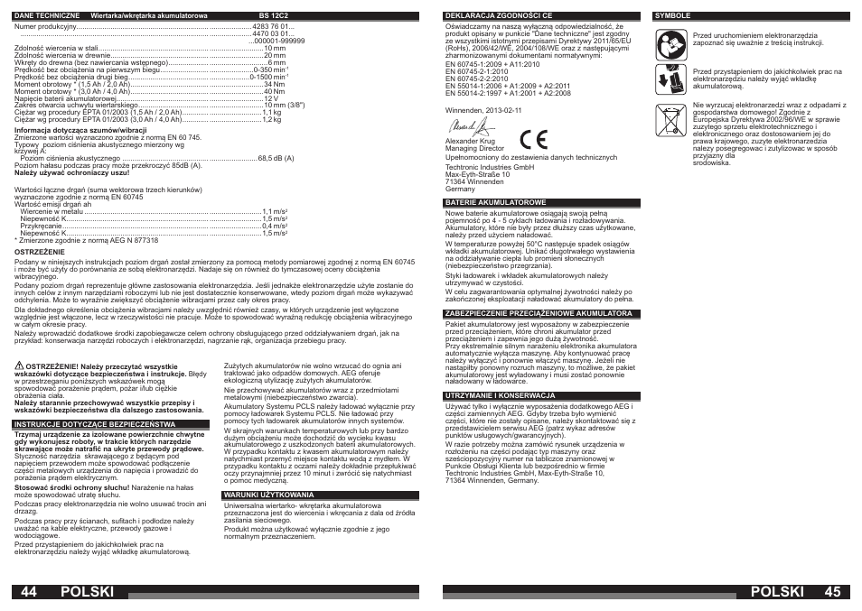 Polski | AEG BS 12C User Manual | Page 23 / 35