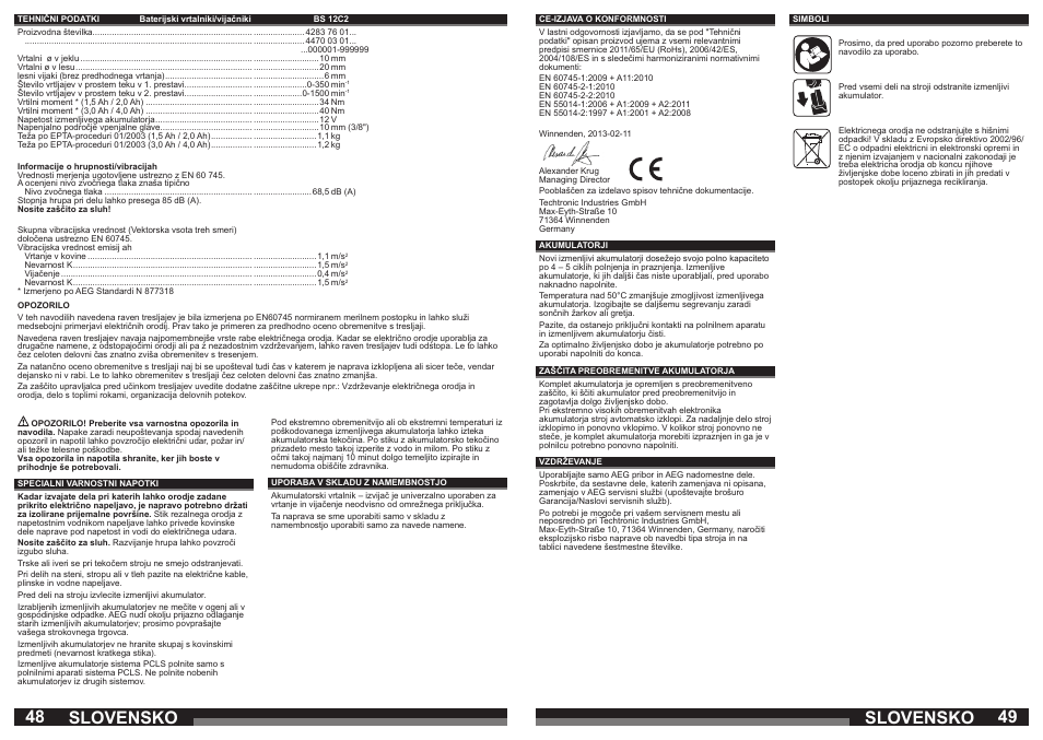 Slovensko | AEG BS 12C User Manual | Page 25 / 35
