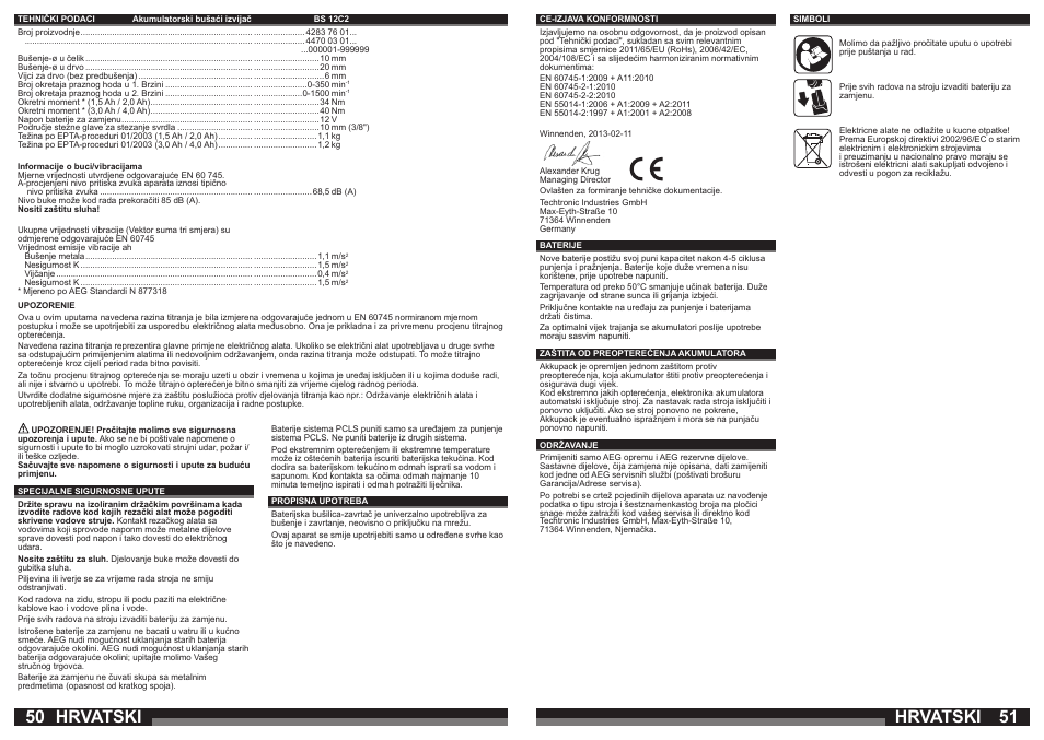 Hrvatski | AEG BS 12C User Manual | Page 26 / 35