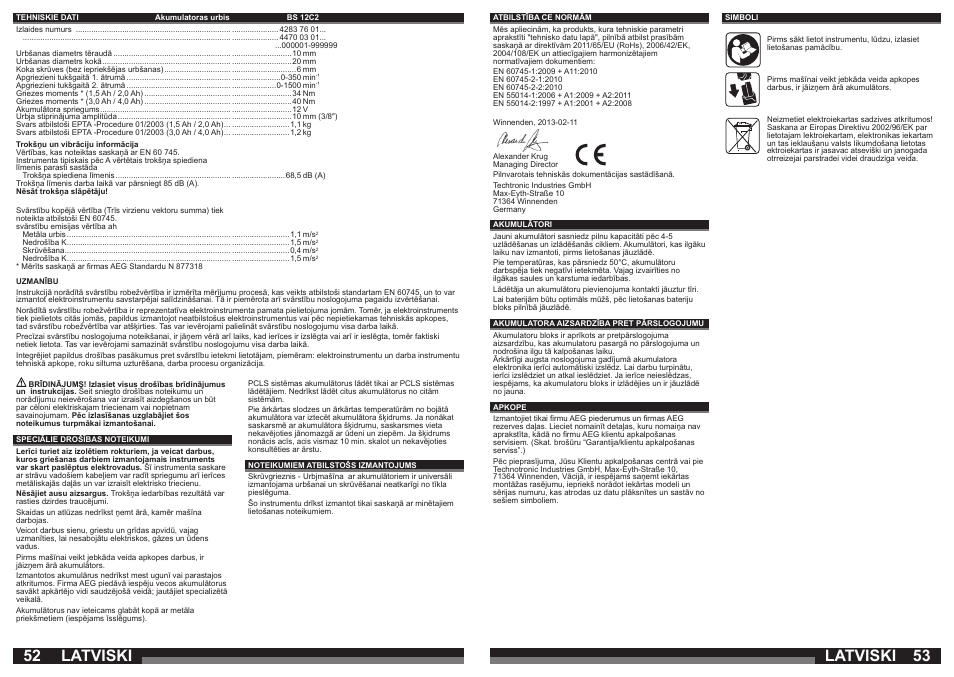Latviski | AEG BS 12C User Manual | Page 27 / 35