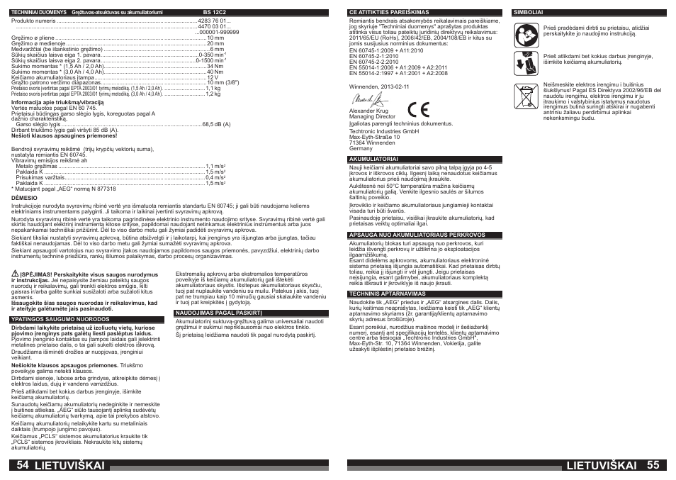 Lietuviškai | AEG BS 12C User Manual | Page 28 / 35