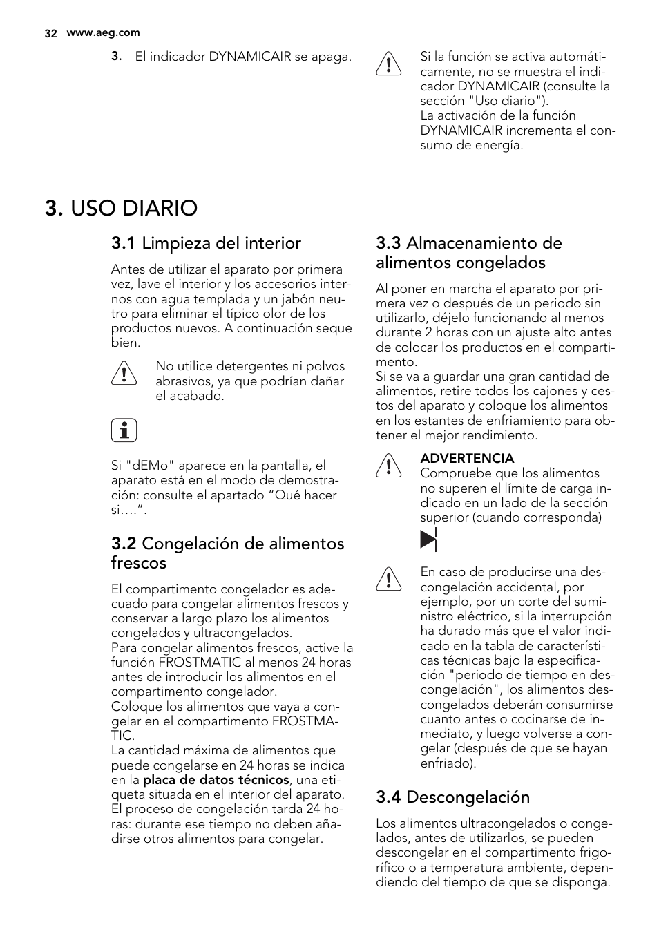 Uso diario | AEG SCT71800S1 User Manual | Page 32 / 52