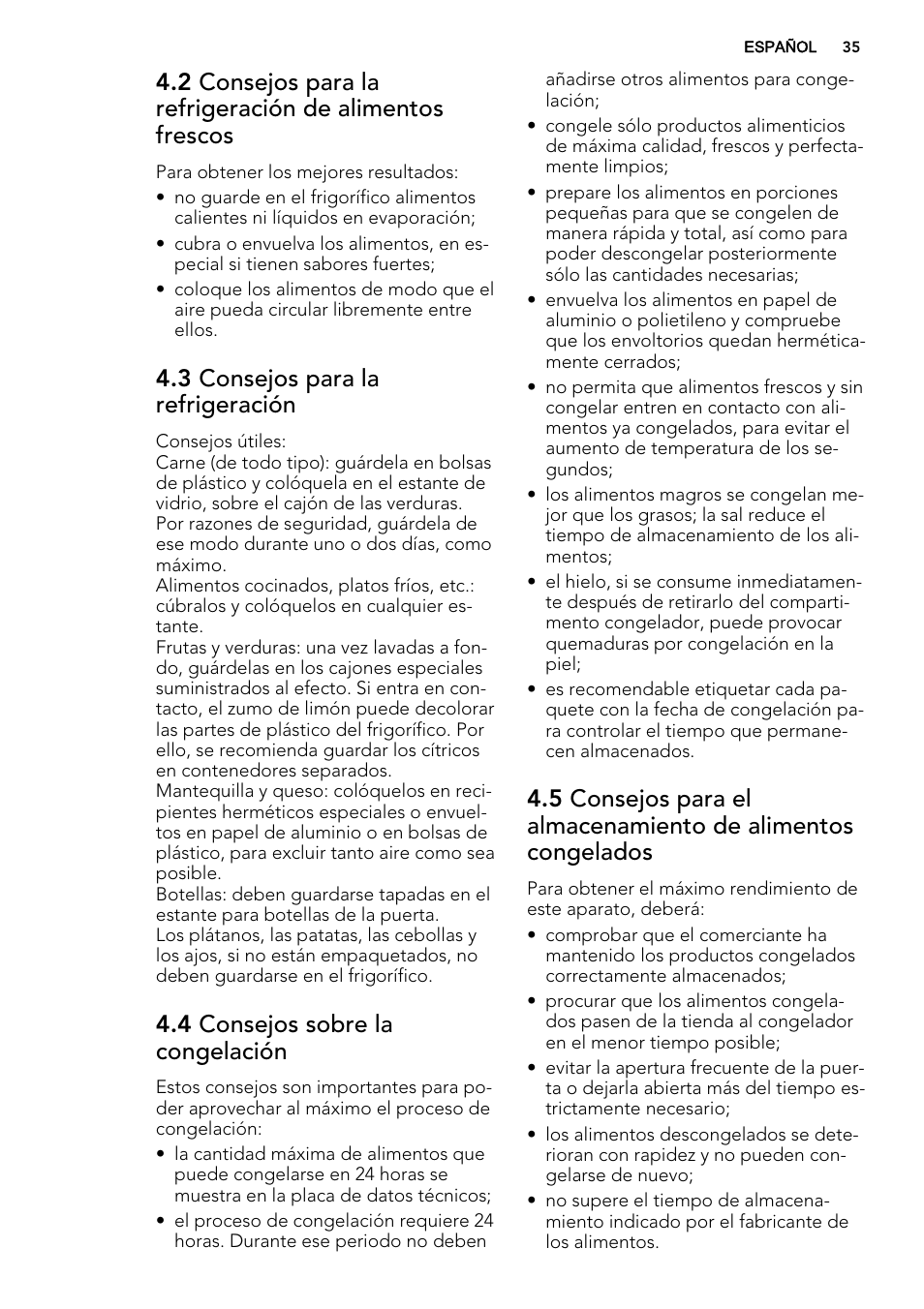 3 consejos para la refrigeración, 4 consejos sobre la congelación | AEG SCT71800S1 User Manual | Page 35 / 52