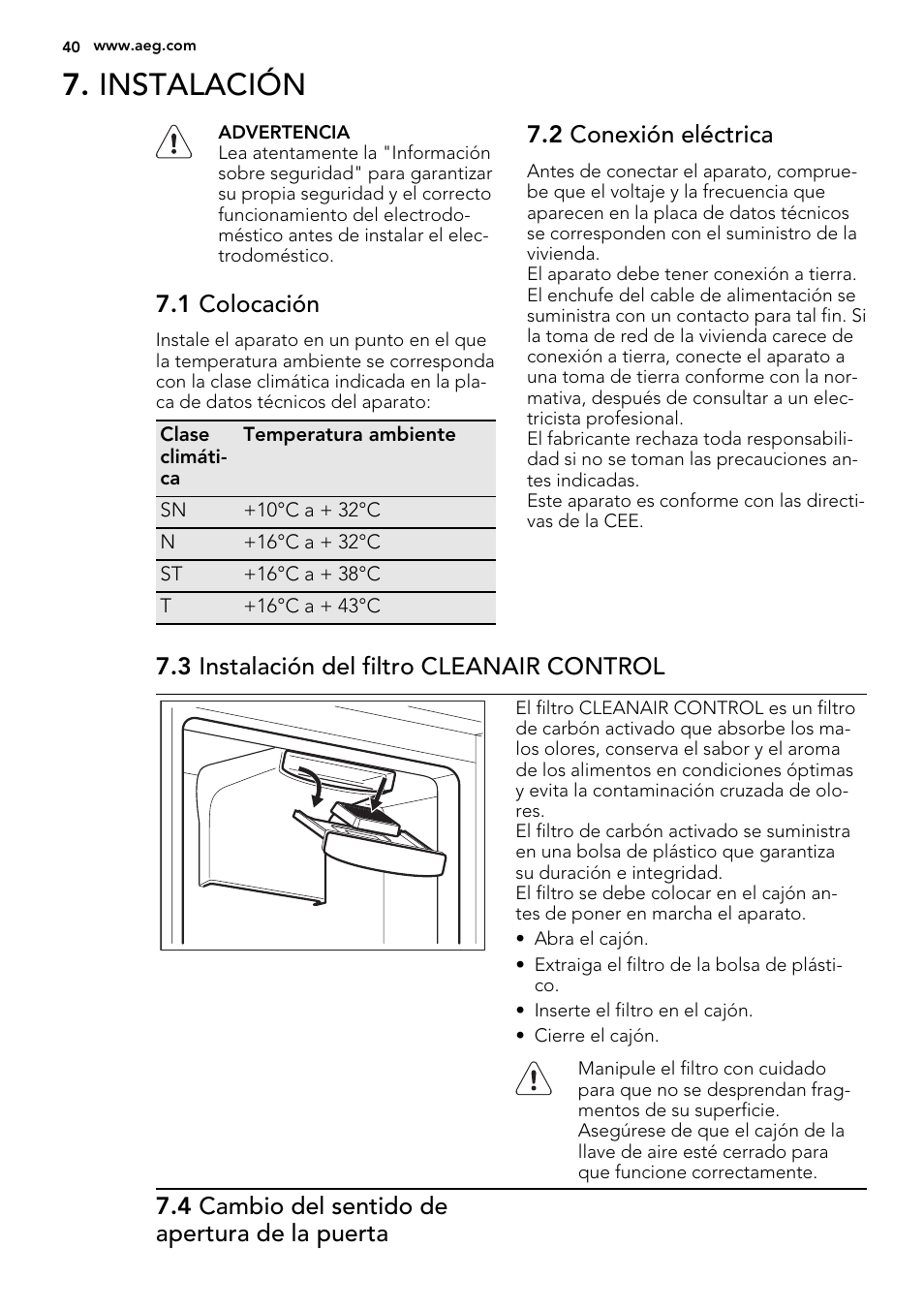 Instalación | AEG SCT71800S1 User Manual | Page 40 / 52