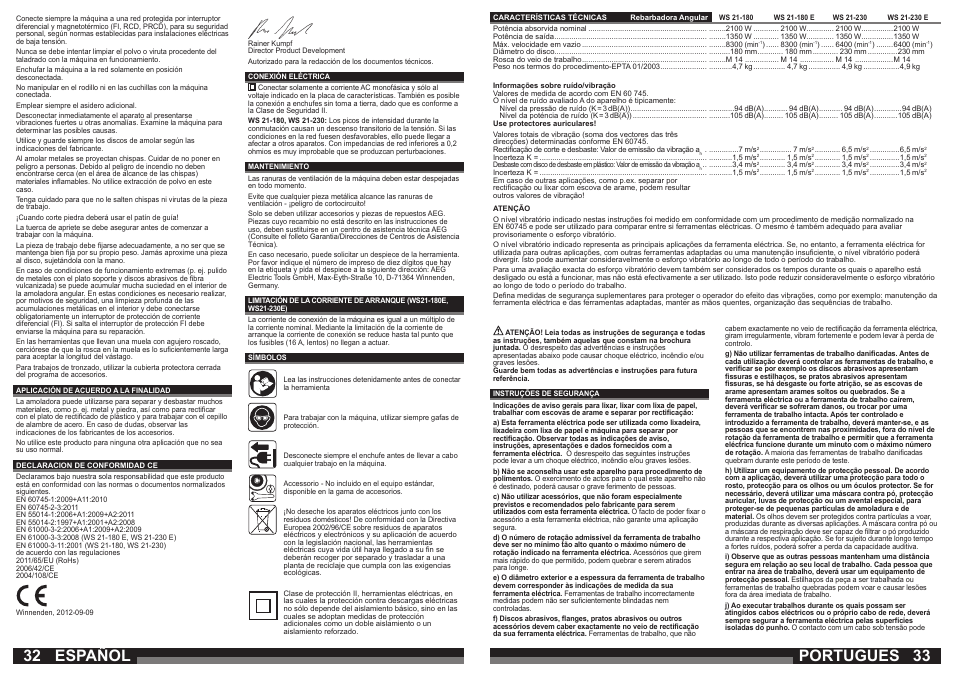 Español, Portugues | AEG WS 21-180 User Manual | Page 17 / 51