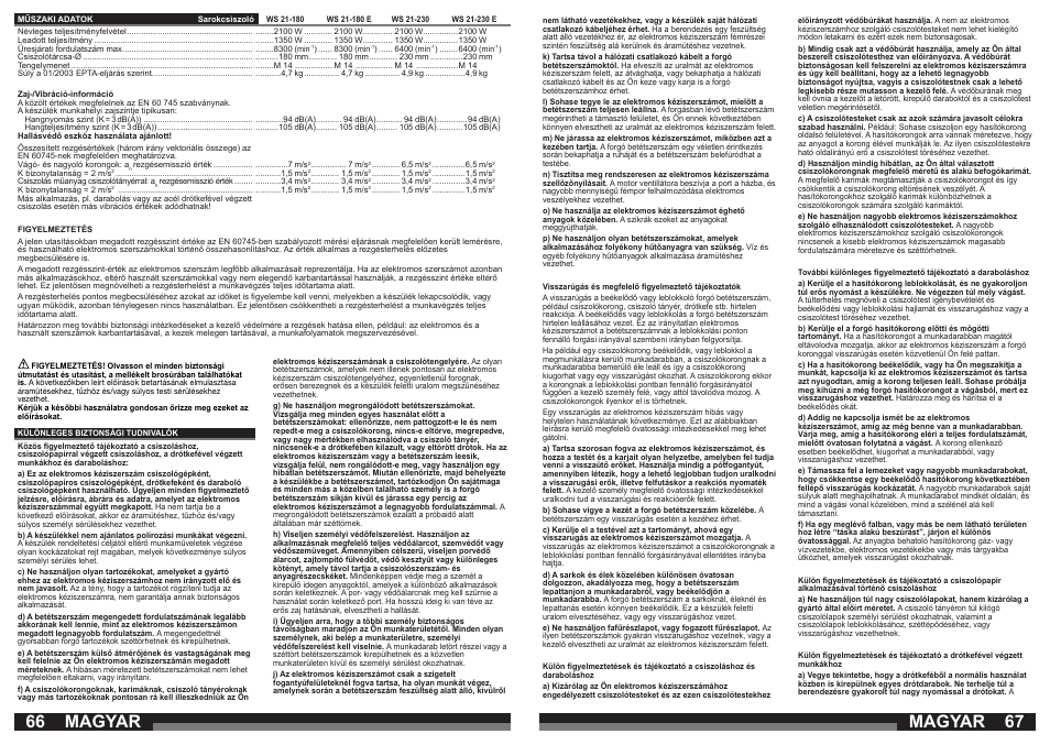 Magyar | AEG WS 21-180 User Manual | Page 34 / 51