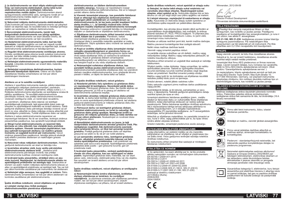 76 77 latviski, Latviski | AEG WS 21-180 User Manual | Page 39 / 51