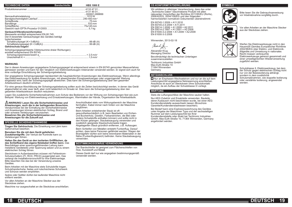 Deutsch | AEG HBS 1000 E User Manual | Page 10 / 37