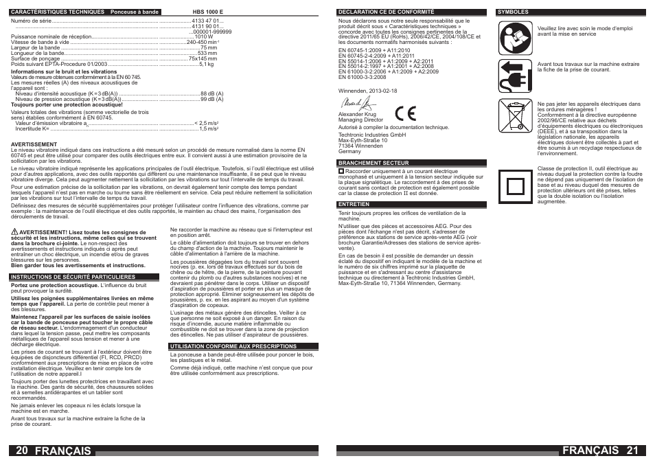 Français | AEG HBS 1000 E User Manual | Page 11 / 37