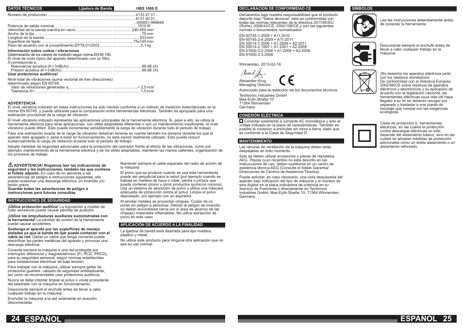 Español | AEG HBS 1000 E User Manual | Page 13 / 37