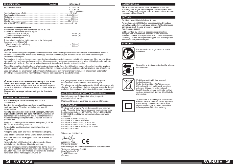 Svenska | AEG HBS 1000 E User Manual | Page 18 / 37