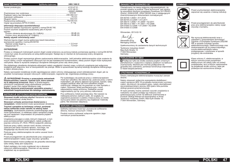 Polski | AEG HBS 1000 E User Manual | Page 24 / 37