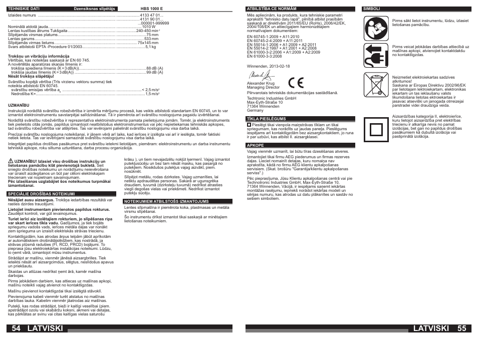 Latviski | AEG HBS 1000 E User Manual | Page 28 / 37