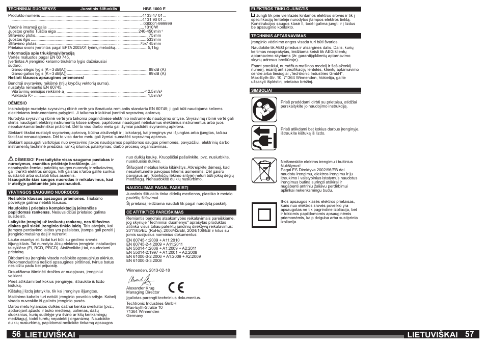 Lietuviškai | AEG HBS 1000 E User Manual | Page 29 / 37