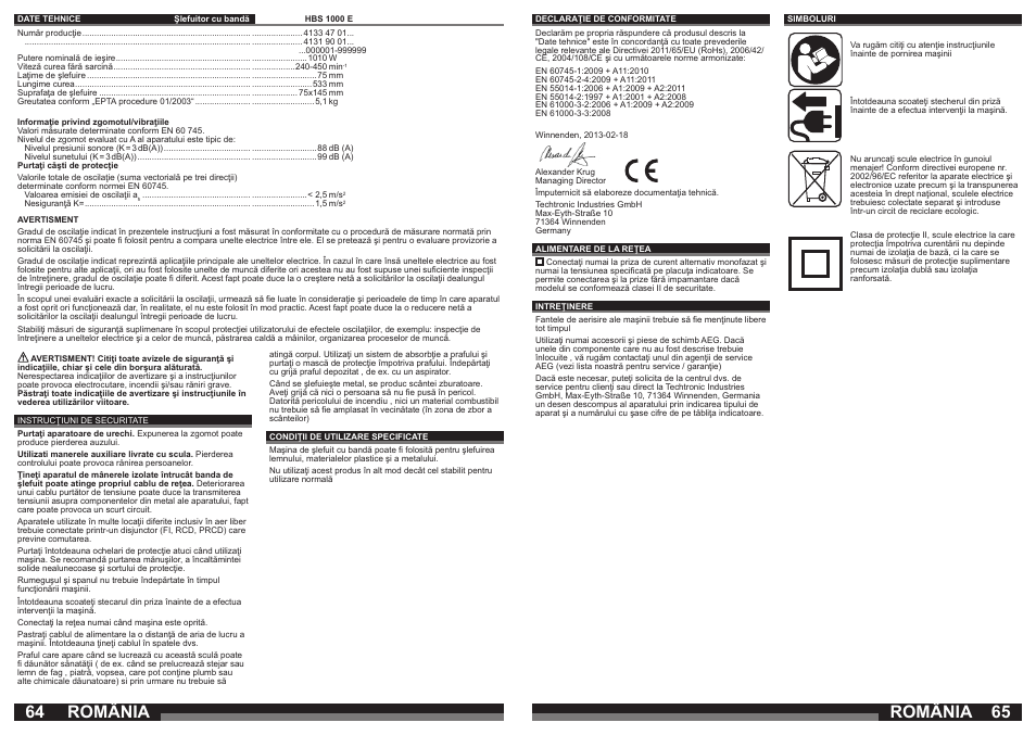 România | AEG HBS 1000 E User Manual | Page 33 / 37