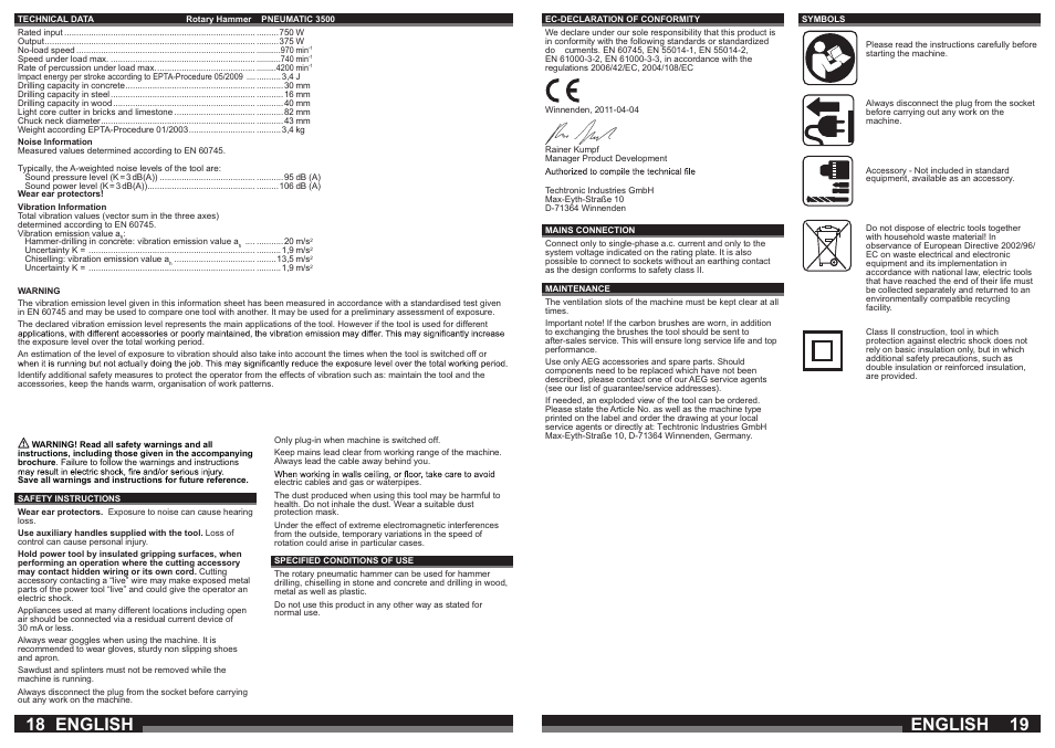 English | AEG PN 3500 User Manual | Page 10 / 13