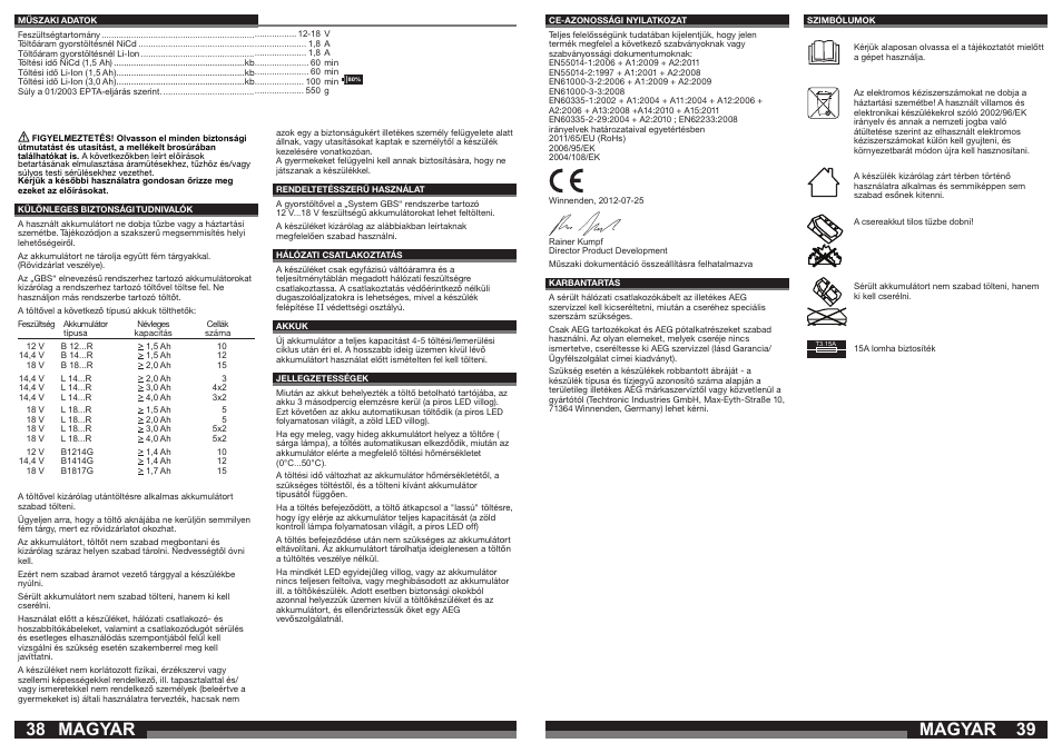 Magyar | AEG AL1218 User Manual | Page 20 / 31