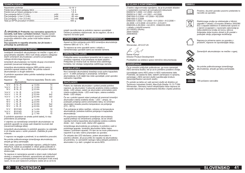 Slovensko | AEG AL1218 User Manual | Page 21 / 31