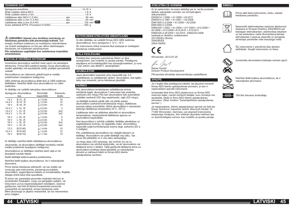 Latviski | AEG AL1218 User Manual | Page 23 / 31