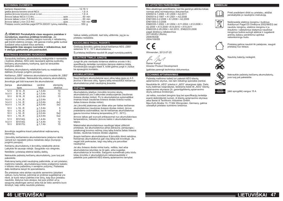 Lietuviškai | AEG AL1218 User Manual | Page 24 / 31