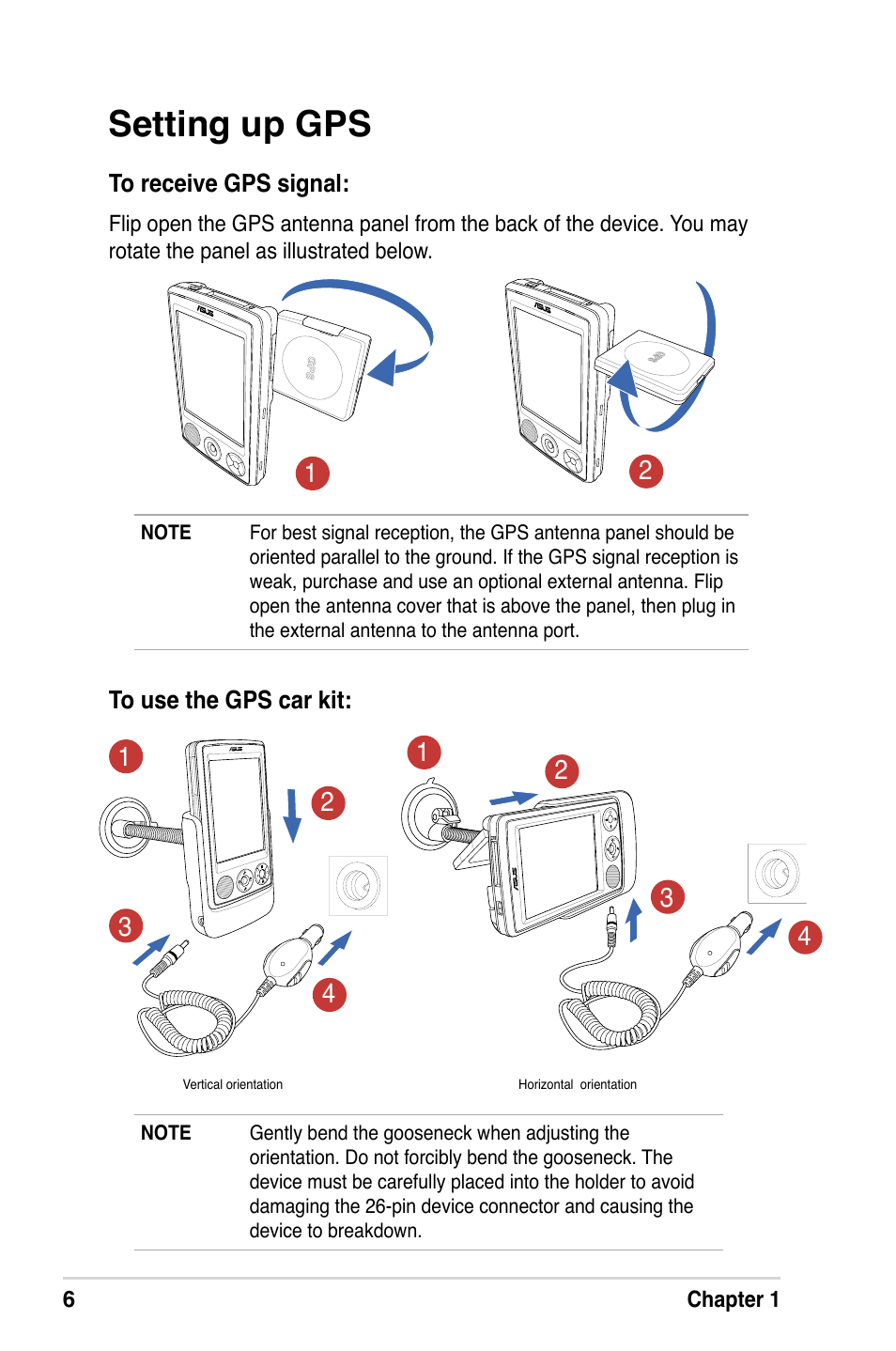Setting up gps | Asus A632N User Manual | Page 12 / 104