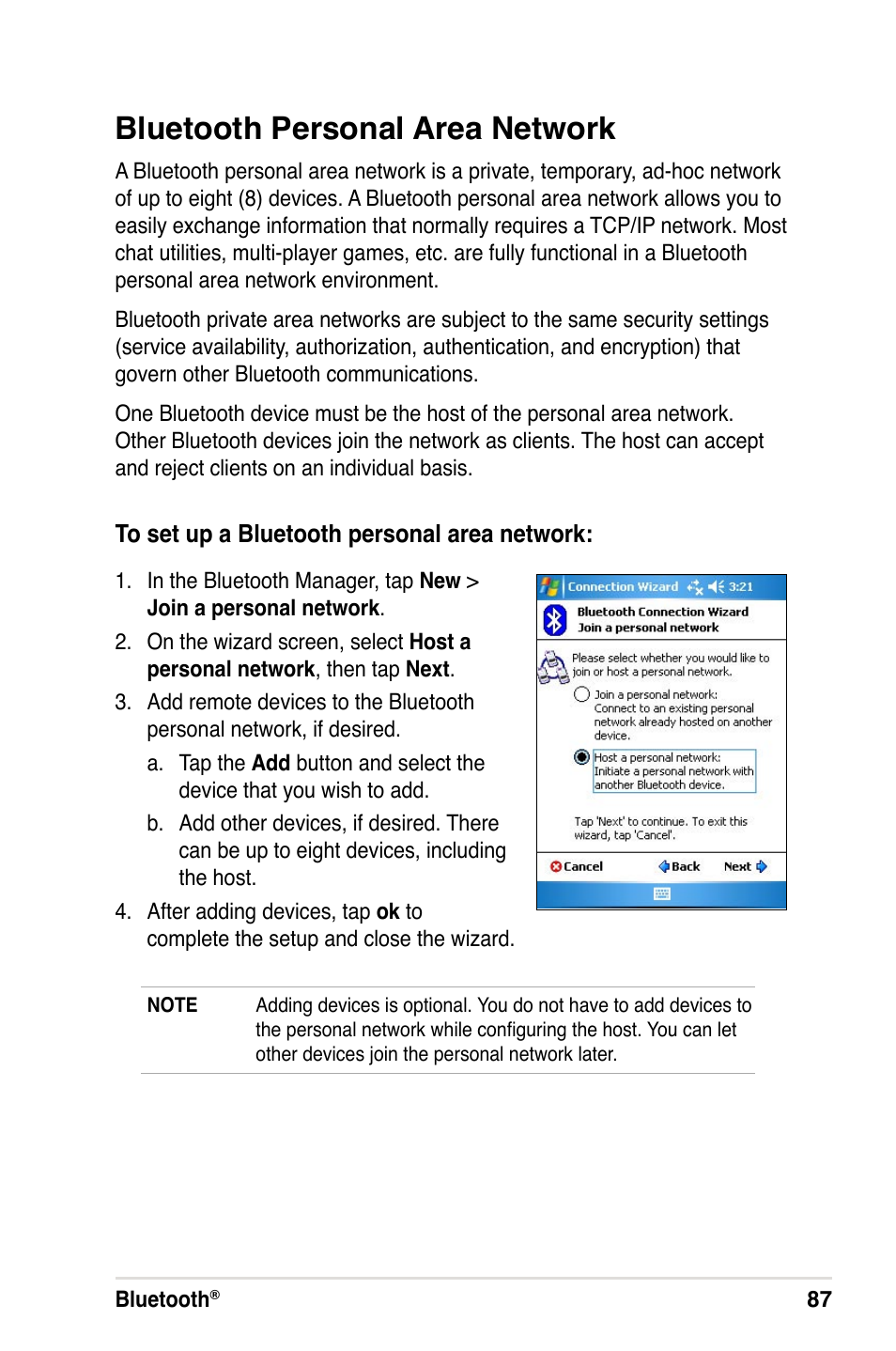 Bluetooth personal area network | Asus A632N User Manual | Page 93 / 104