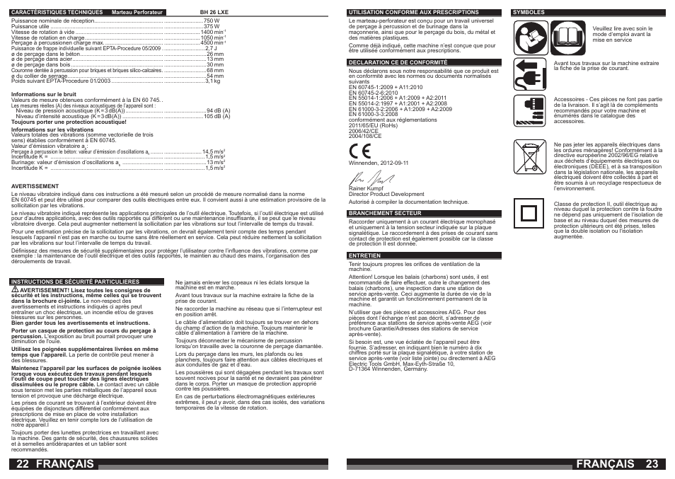 Français | AEG BH 26 LXE User Manual | Page 12 / 37