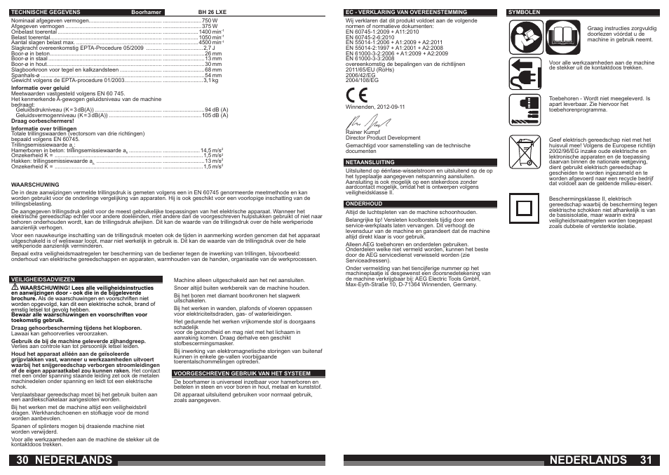Nederlands | AEG BH 26 LXE User Manual | Page 16 / 37