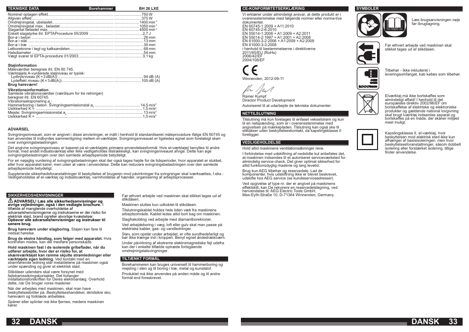 Dansk | AEG BH 26 LXE User Manual | Page 17 / 37