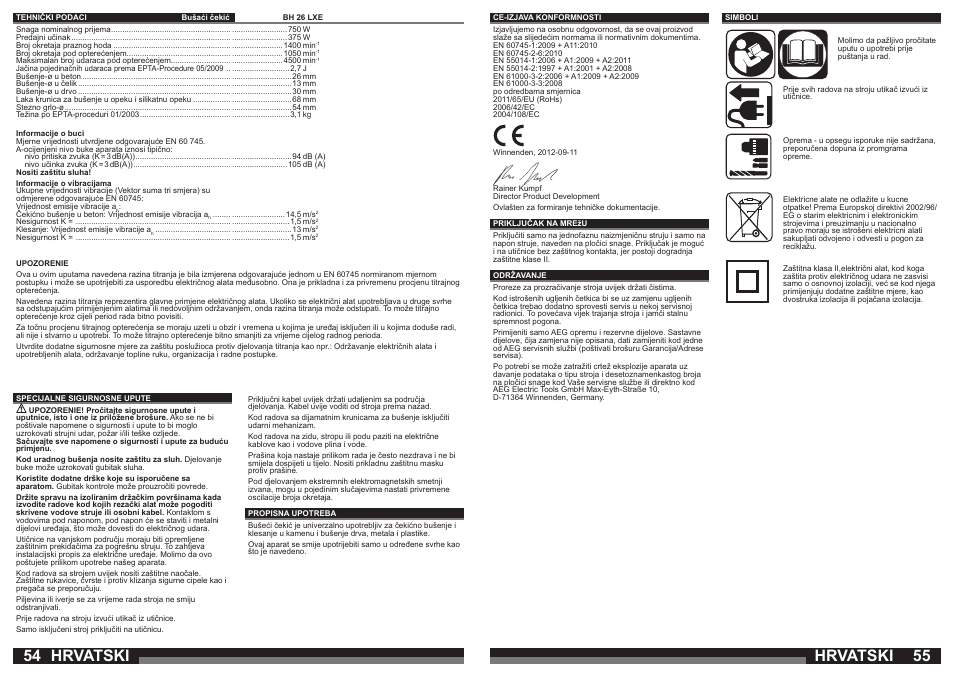 Hrvatski | AEG BH 26 LXE User Manual | Page 28 / 37