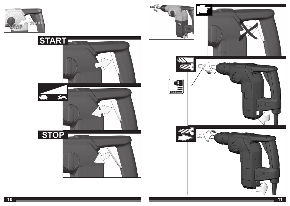 Start stop | AEG BH 26 LXE User Manual | Page 6 / 37