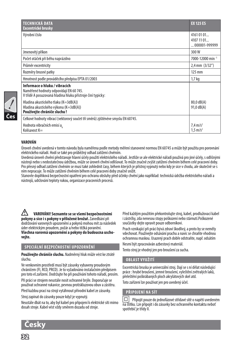 Česky | AEG EX 125 ES User Manual | Page 34 / 64