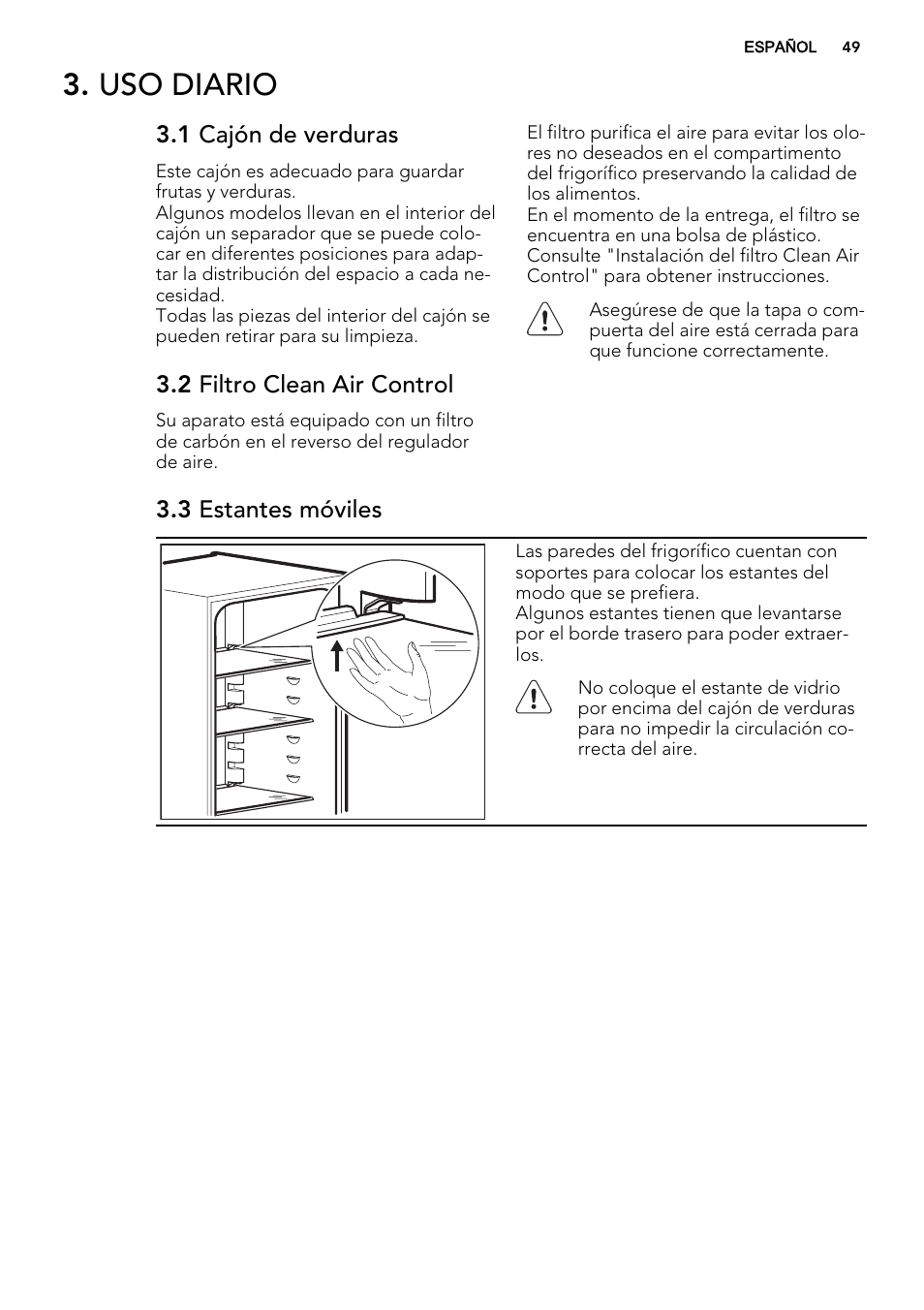 Uso diario | AEG S74010KDX0 User Manual | Page 49 / 64