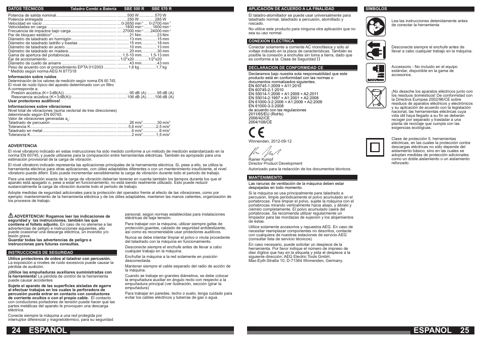 Español | AEG SBE 570 R User Manual | Page 13 / 37
