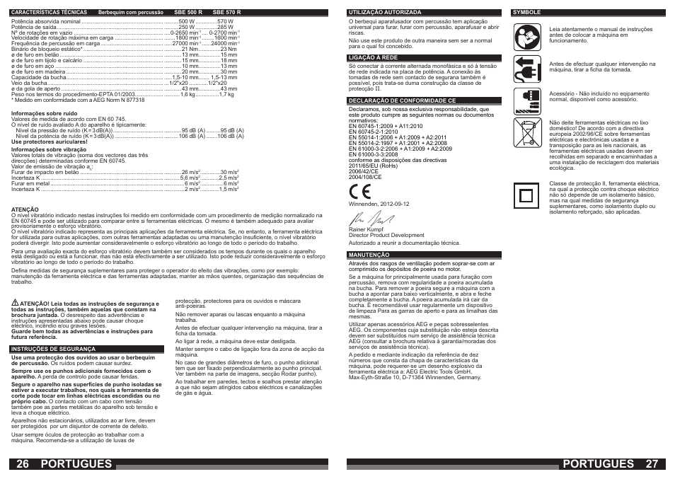 Portugues | AEG SBE 570 R User Manual | Page 14 / 37