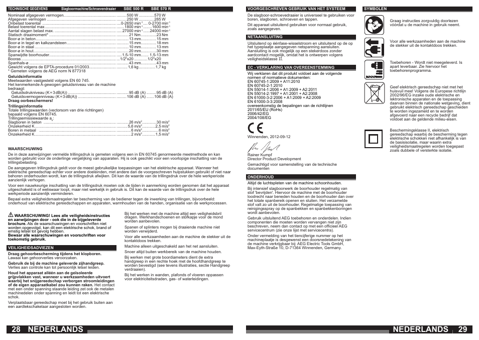 Nederlands | AEG SBE 570 R User Manual | Page 15 / 37