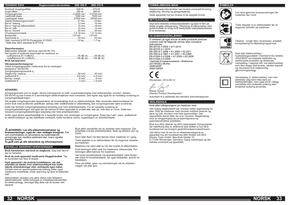 Norsk | AEG SBE 570 R User Manual | Page 17 / 37