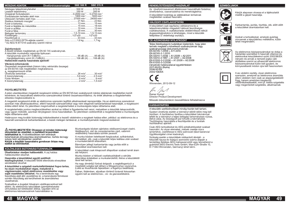 Magyar | AEG SBE 570 R User Manual | Page 25 / 37