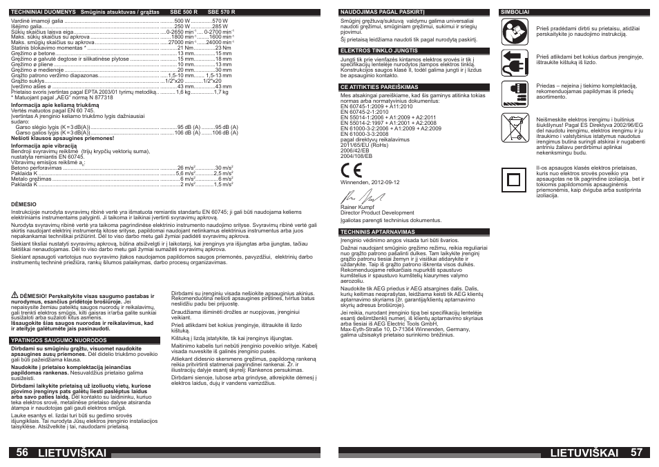 Lietuviškai | AEG SBE 570 R User Manual | Page 29 / 37