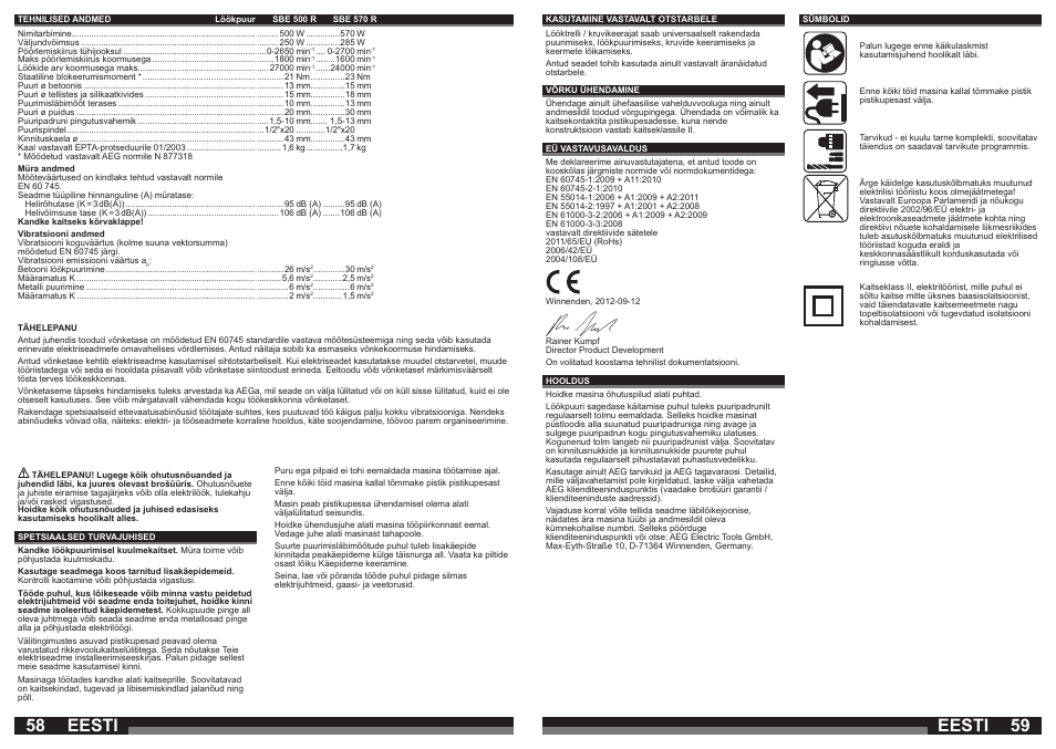 Eesti | AEG SBE 570 R User Manual | Page 30 / 37