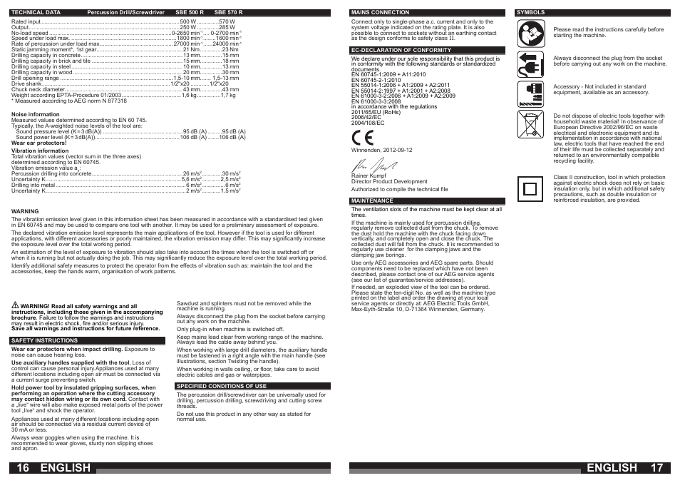 English | AEG SBE 570 R User Manual | Page 9 / 37