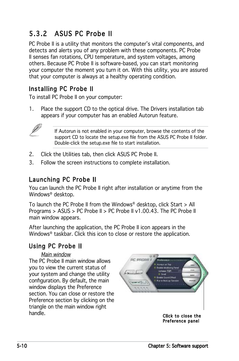 2 asus pc probe ii, Installing pc probe ii, Launching pc probe ii | Using pc probe ii | Asus M2N4-SLI User Manual | Page 114 / 138